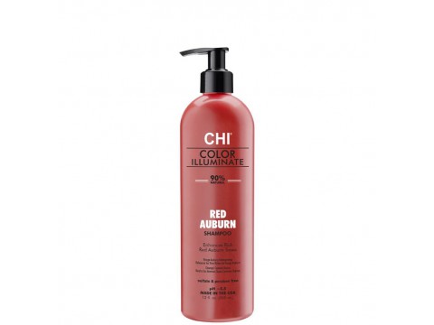 CHI IONIC COLOR ILLUMINATE spalvą atgaivinantis šampūnas – Red Auburn (Raudona spalva), 355 ml